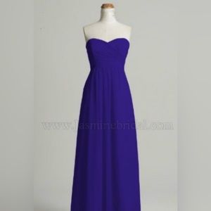 B2 Jasmine Sz 12 Bridesmaid Dress Navy Blue Strapless Sweetheart Neckline Maxi